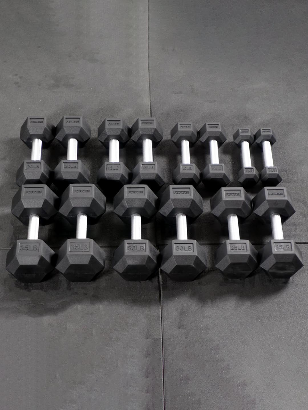 Force USA Rubber Hex Dumbbells