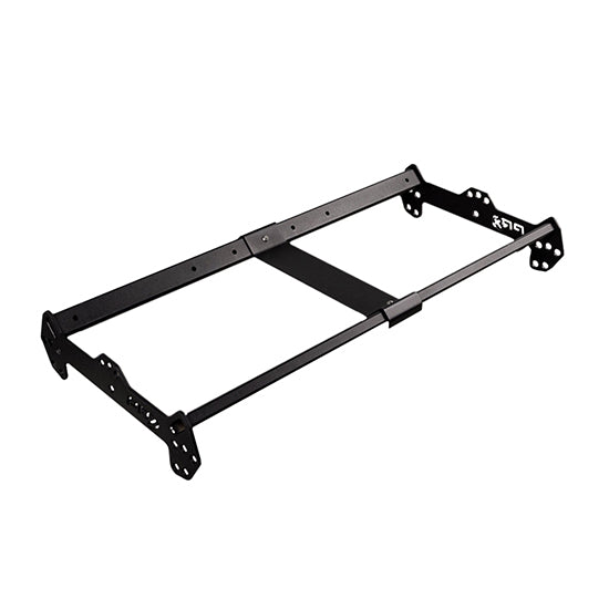 PRx Build Limitless Storage Shelf loaded with dumbbells inside a 6 post rack