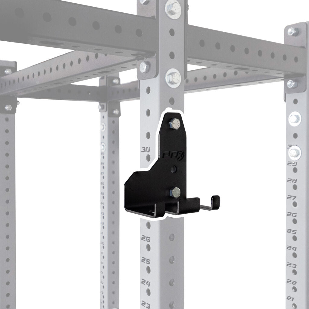 Multiple barbells stored vertically on a Build Limitless rack
