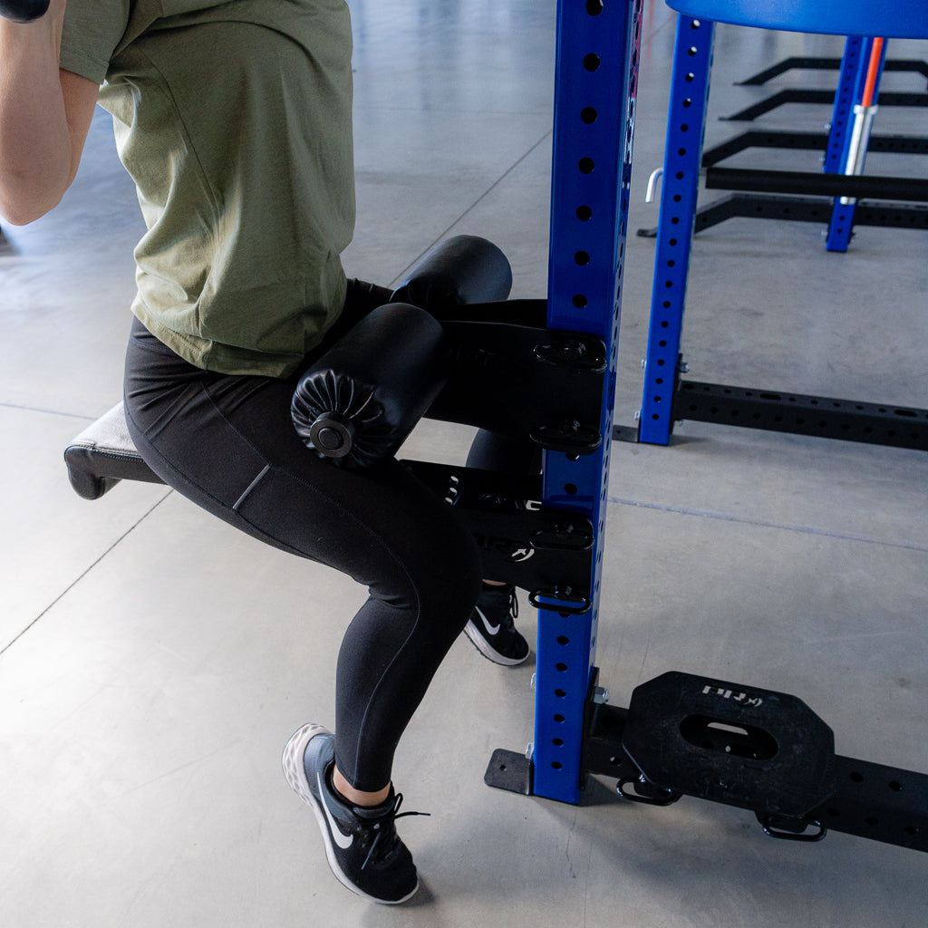PRx Knee Keeper used with the PRx Axis Pad on a rack