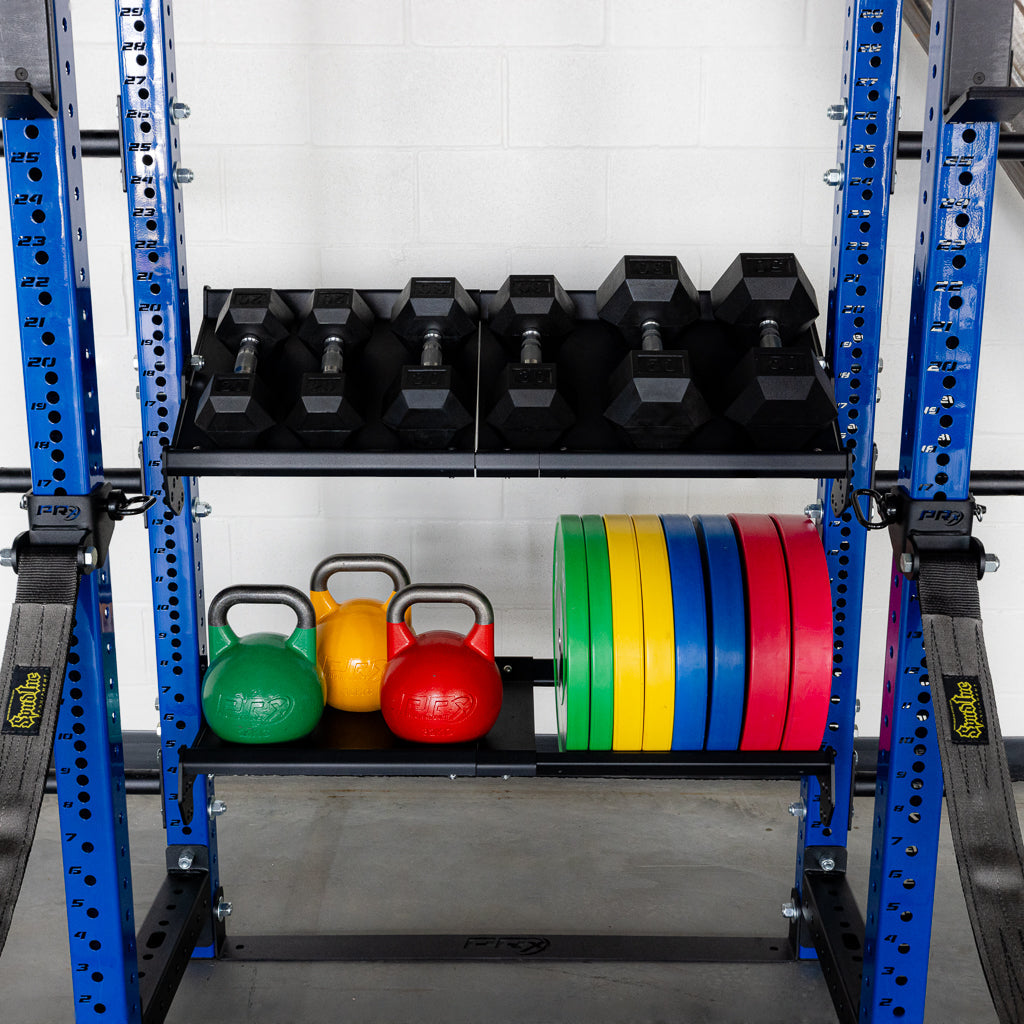 Build Limitless Storage Shelf mounted in a home gym rack