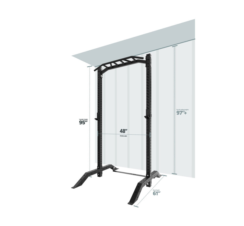Lifter training in a home gym with the PRx Build Limitless Squat Stand