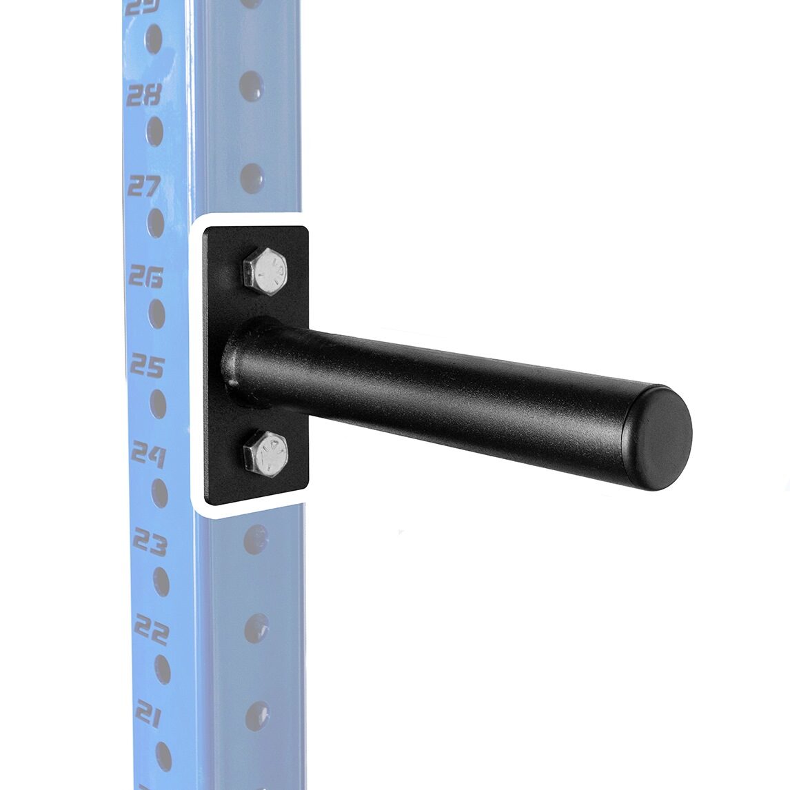 PRx Build Limitless Weight Storage Pegs loaded with Olympic plates on a rack