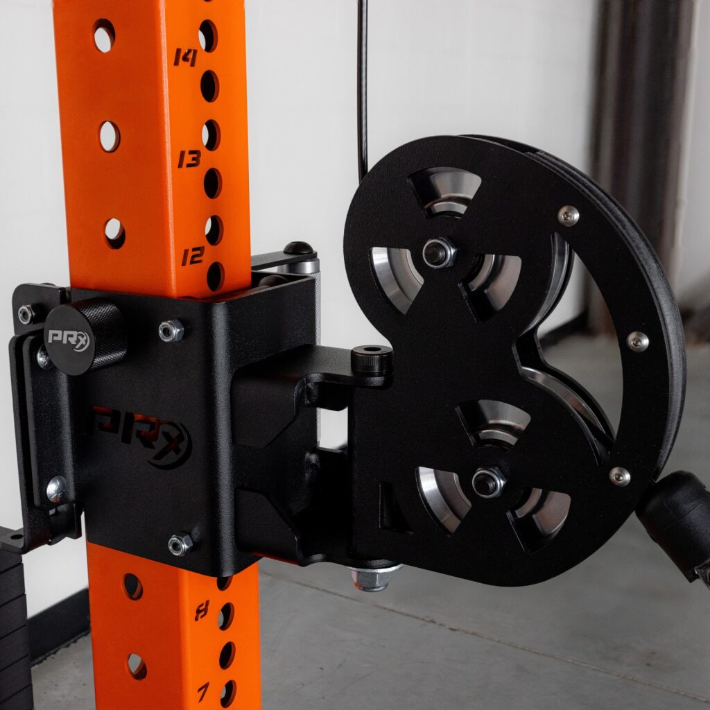 Aluminum pulley wheel detail on the Build Limitless cable system