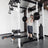 Close view of the 250 lb selectorized weight stack on the 6-post rack