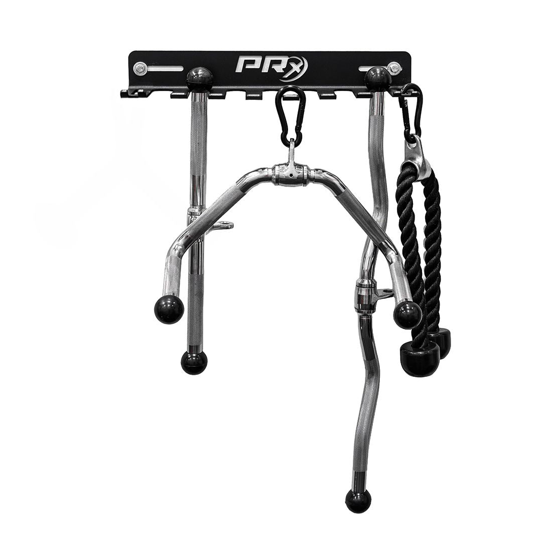 PRx Gym Accessory Storage in a home gym above the training floor