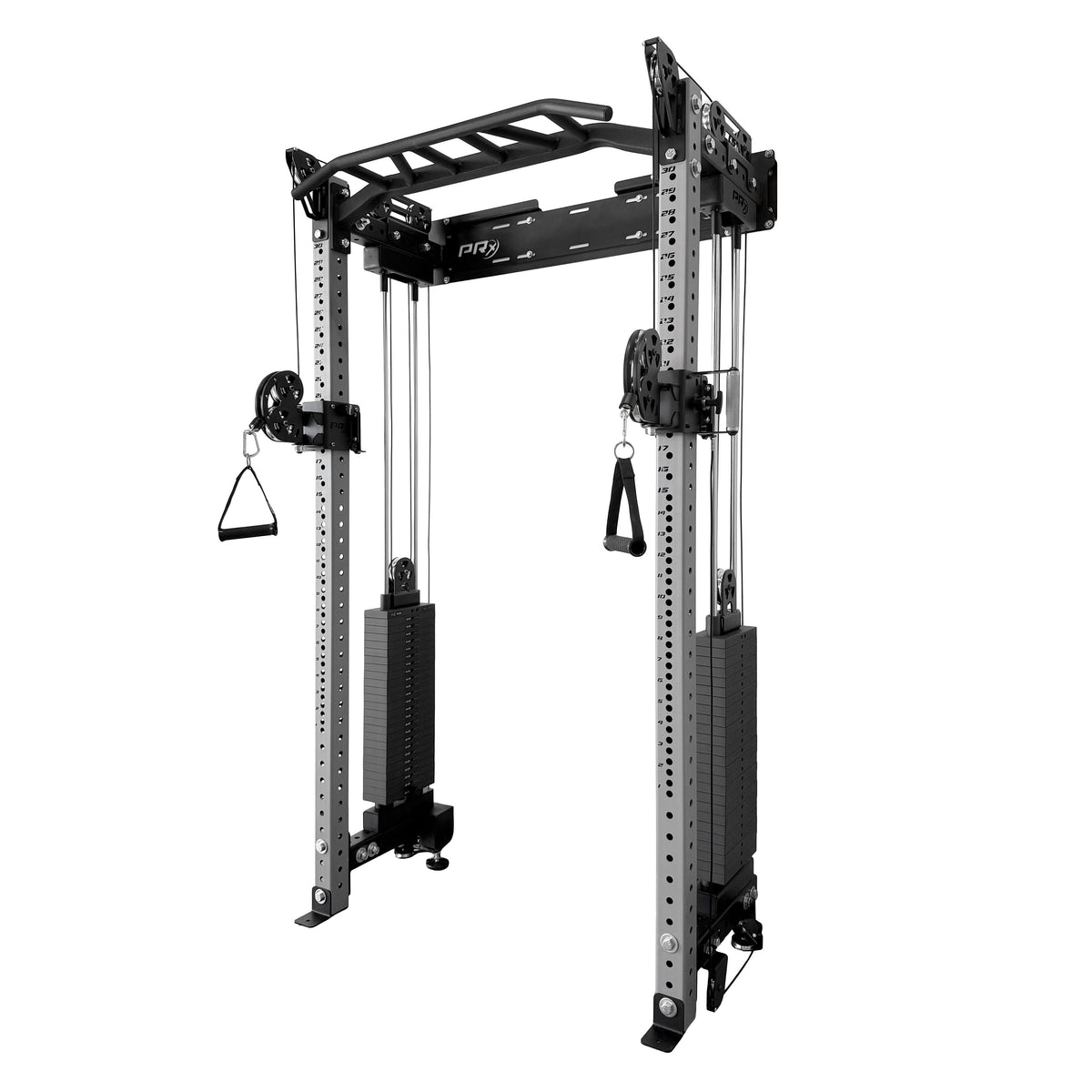 PRx Build Limitless Wall Mounted Functional Trainer installed in a home gym