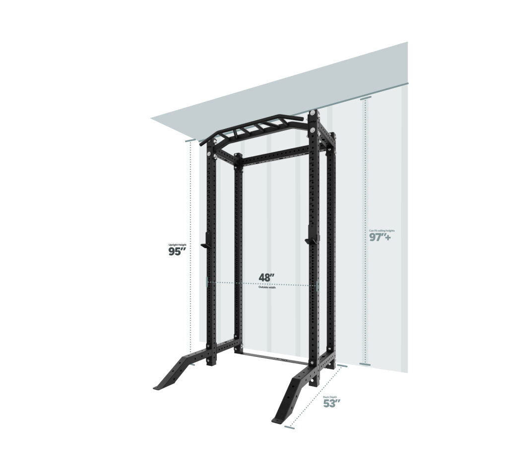 Build Limitless Half Rack with barbell loaded in the J-cups