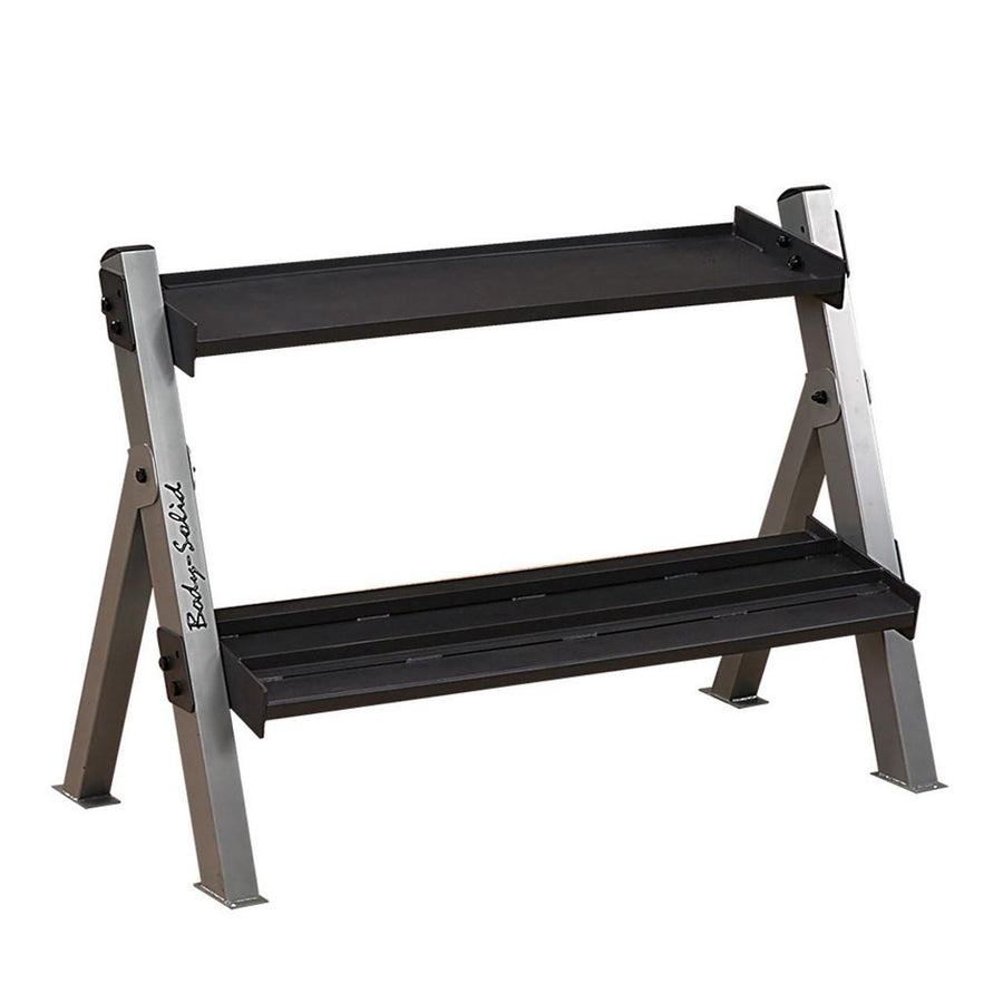 Body Solid 2-Tier Adjustable Shelf Dumbbell and Kettlebell Rack