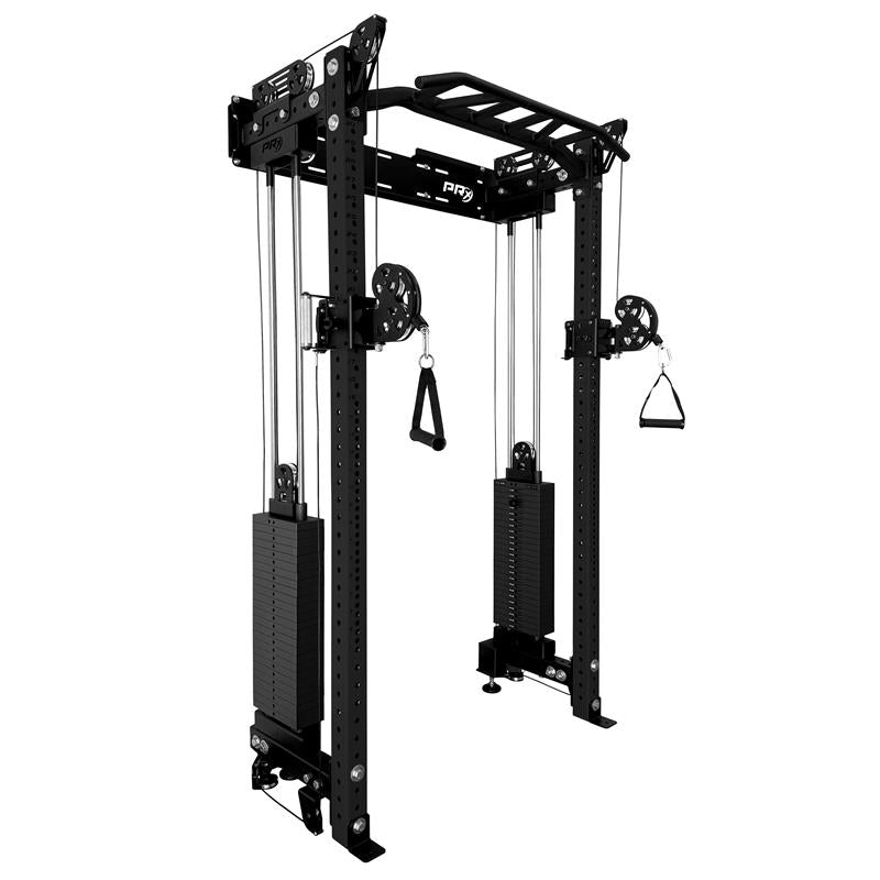 Angled view of the PRx Build Limitless Wall Mounted Functional Trainer