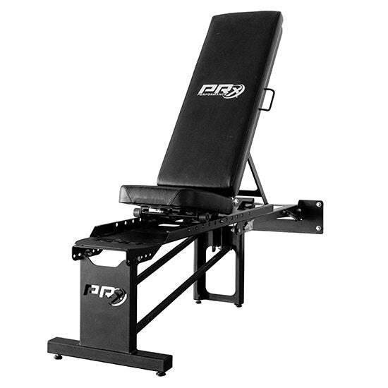 PRx Profile Incline Folding Weight Bench deployed at an incline