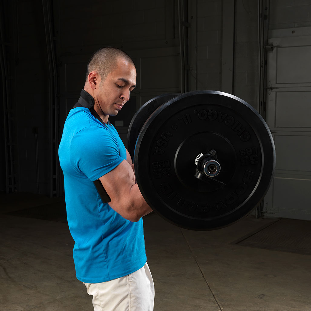 Body Solid Bicep Bomber Arm Curl Harness - in use