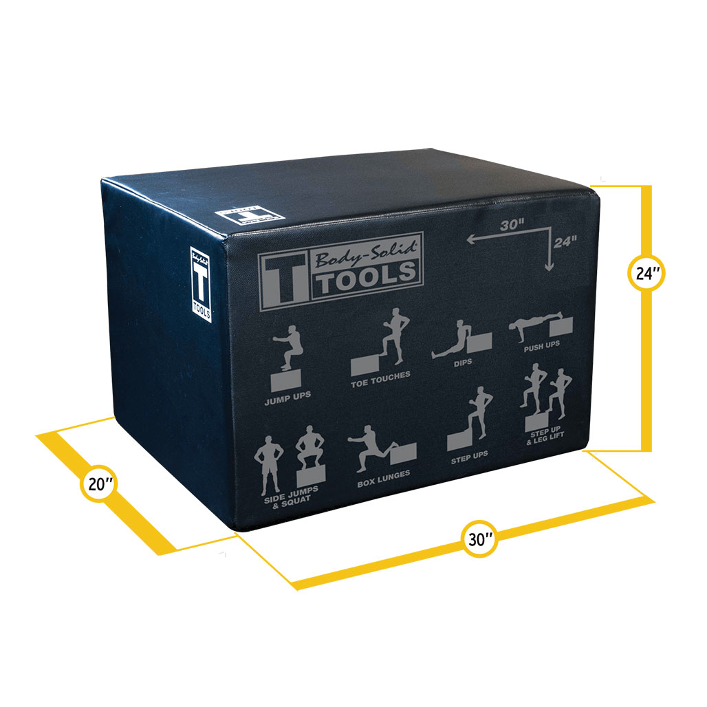 Body-Solid Tools 3-Way Soft Plyo Box 20 x 24 x 30 inch - dimensions