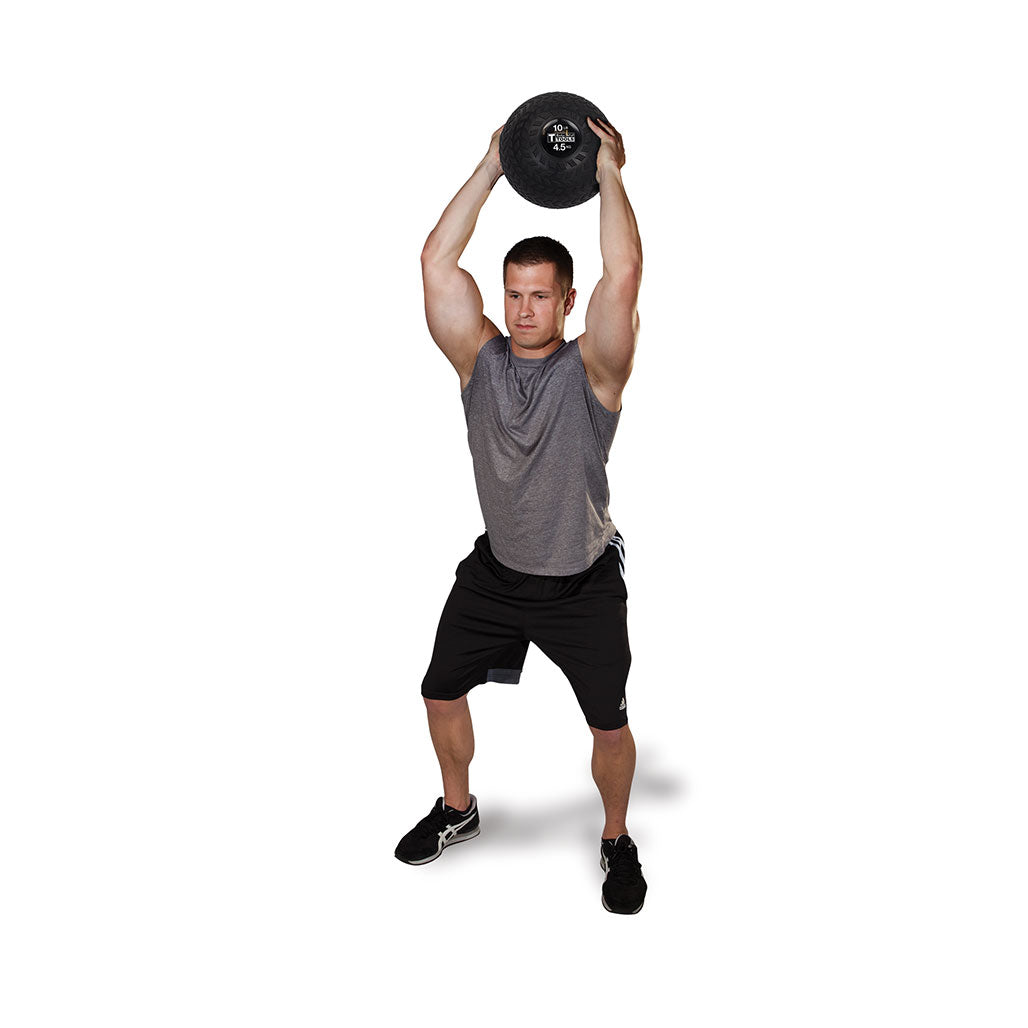 Body-Solid Tools Tire Tread Slam Balls, from 10 to 30 lbs. - in use
