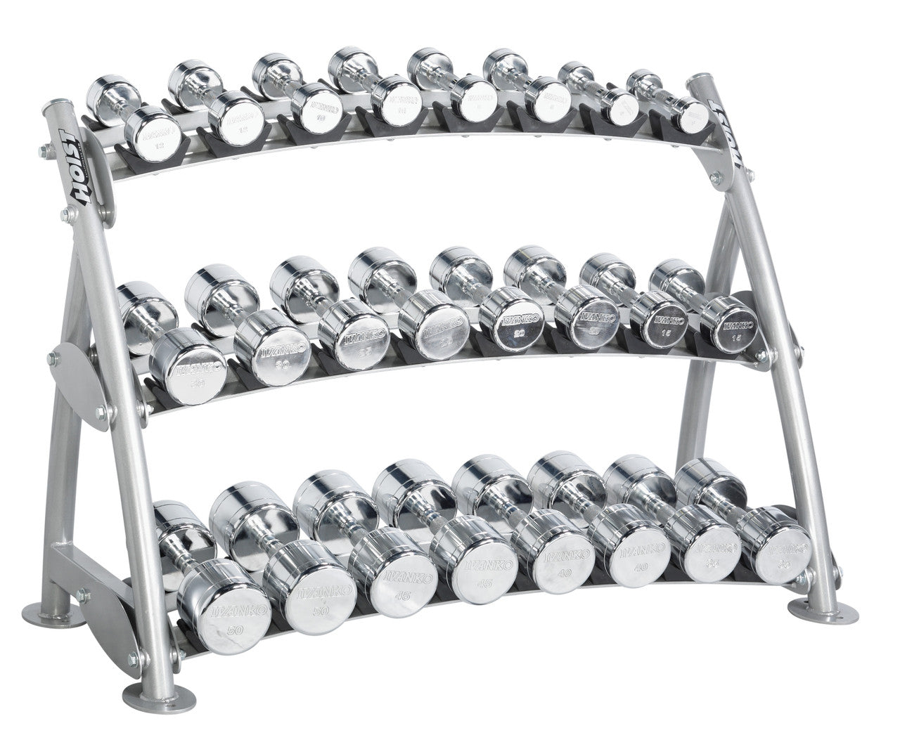 Hoist Fitness CF 3462-3 Commercial (3) Tier Horizontal Beauty Dumbbell Rack