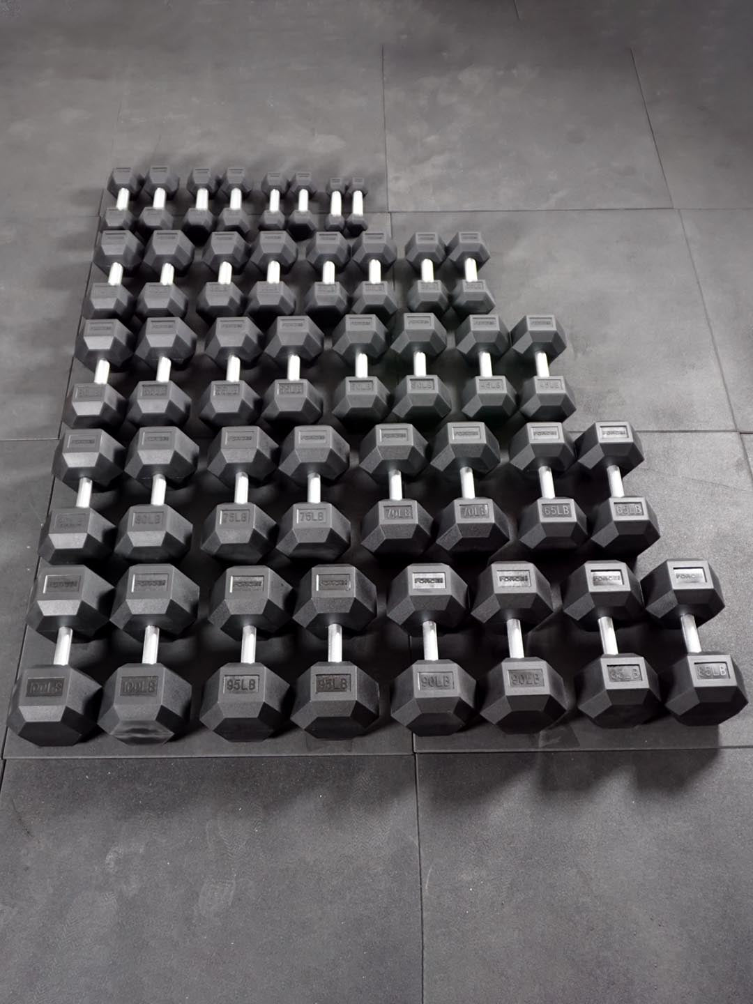 Force USA Rubber Hex Dumbbells