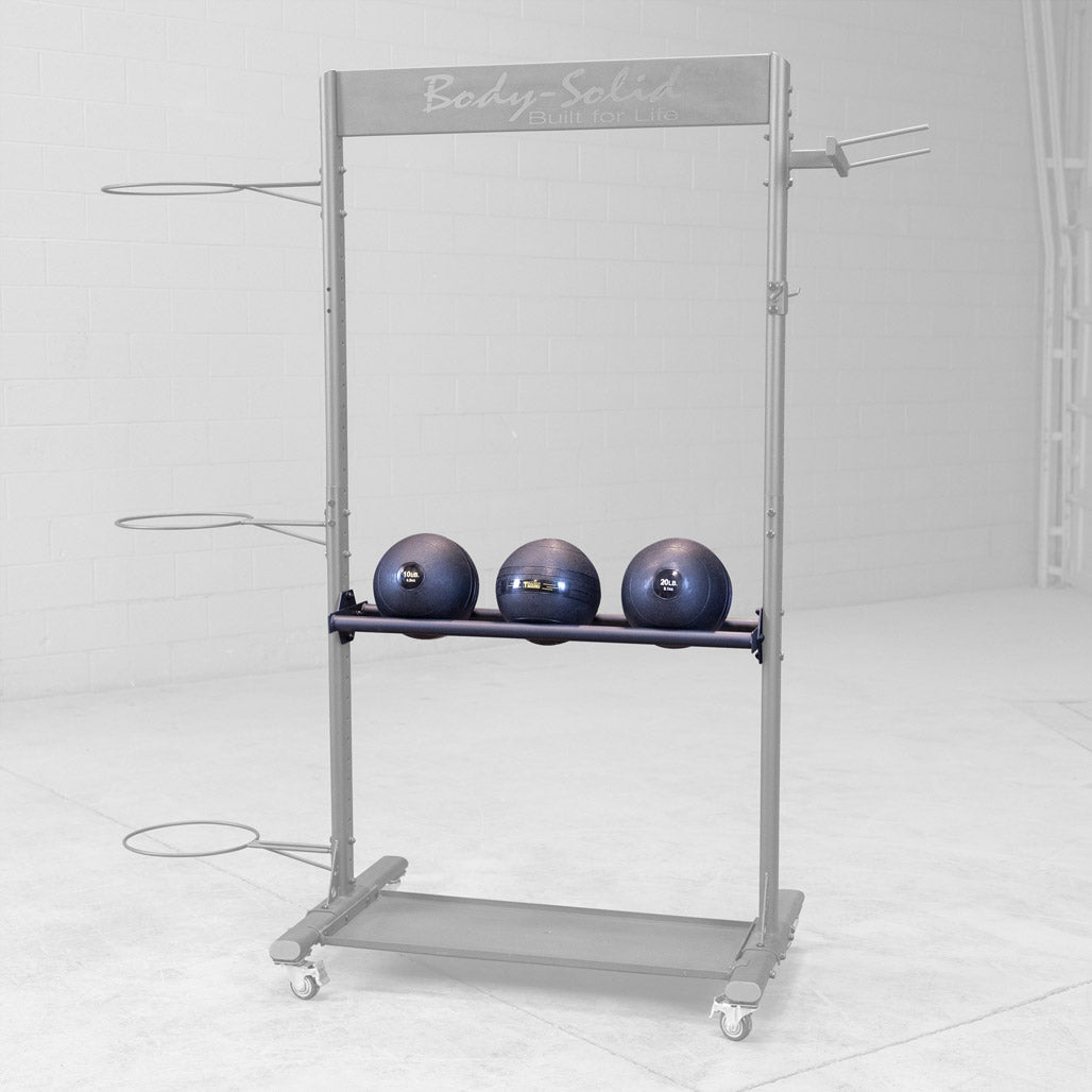 Body-Solid GARMB medicine ball tray installed