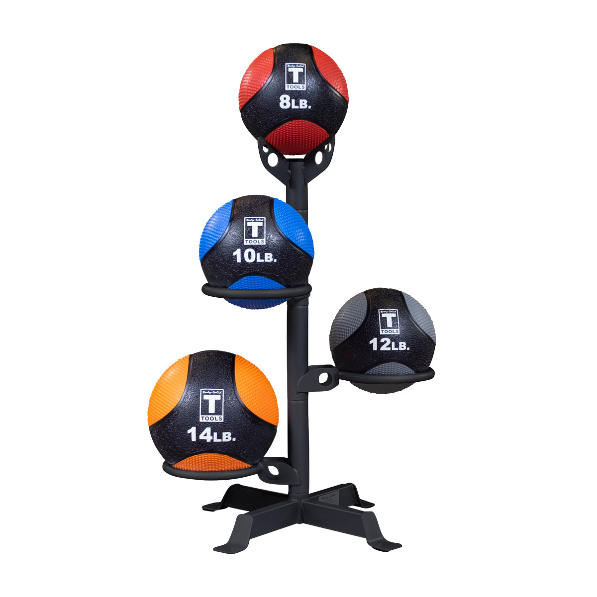 Body-Solid Short Medicine Ball Stand - loaded with medicine balls