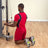 Body-Solid Tools Pro-Grip Multi-Grip Lat Bar - in use, kneeling pulldown