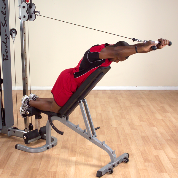 Body-Solid Tools Pro-Grip V-Bar - lying triceps extension exercise