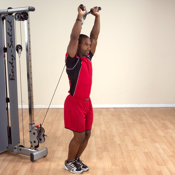 Body-Solid Tools Pro-Grip V-Bar - standing triceps extension exercise