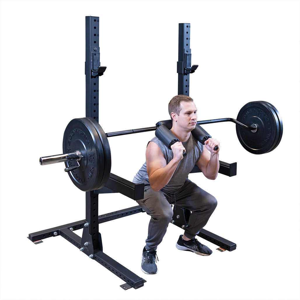 Body-Solid Safety Squat Olympic Bar, with built-in Padding and 1000 lb. Weight Capacity - Angle view