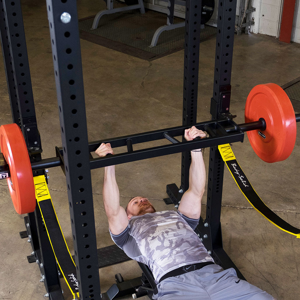 Body-Solid 7' Olympic Multi-Grip Bar - bench press in use