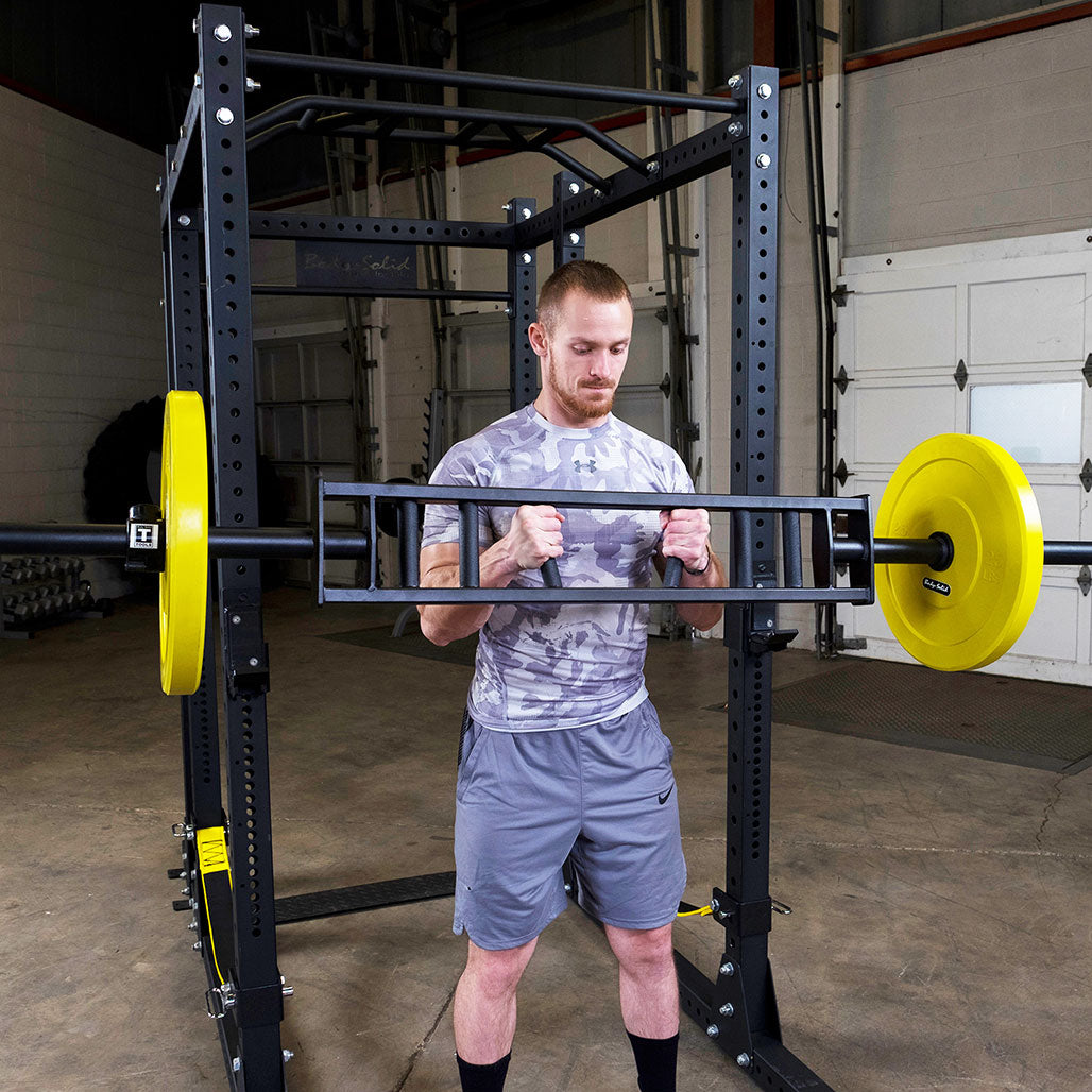 Body-Solid 7' Olympic Multi-Grip Bar - curl in use
