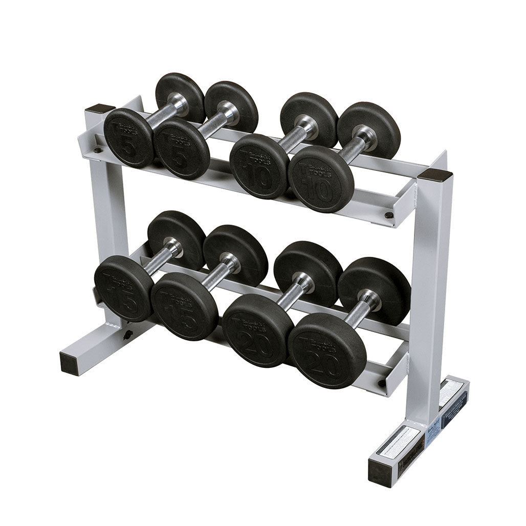 PDR282X dumbbell rack with hex dumbbells