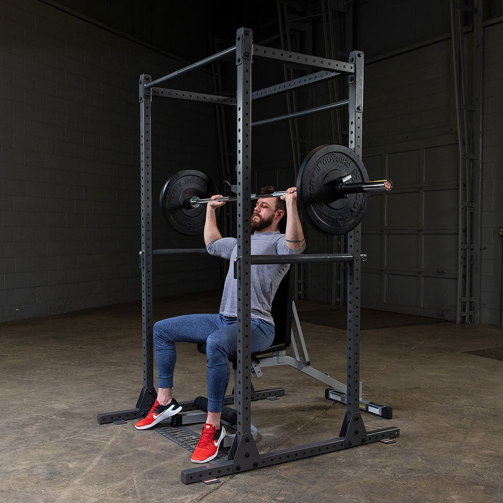 Powerline PPR1000 Power Rack, 2inch x 2inch 14-gauge Steel Frame - military press