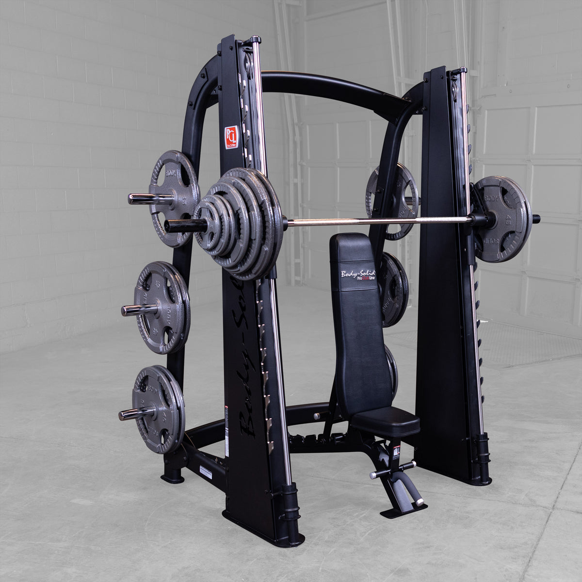 Body Solid Pro ClubLine Counter Balanced Smith Machine by Body-Solid, Black Finish - with bench