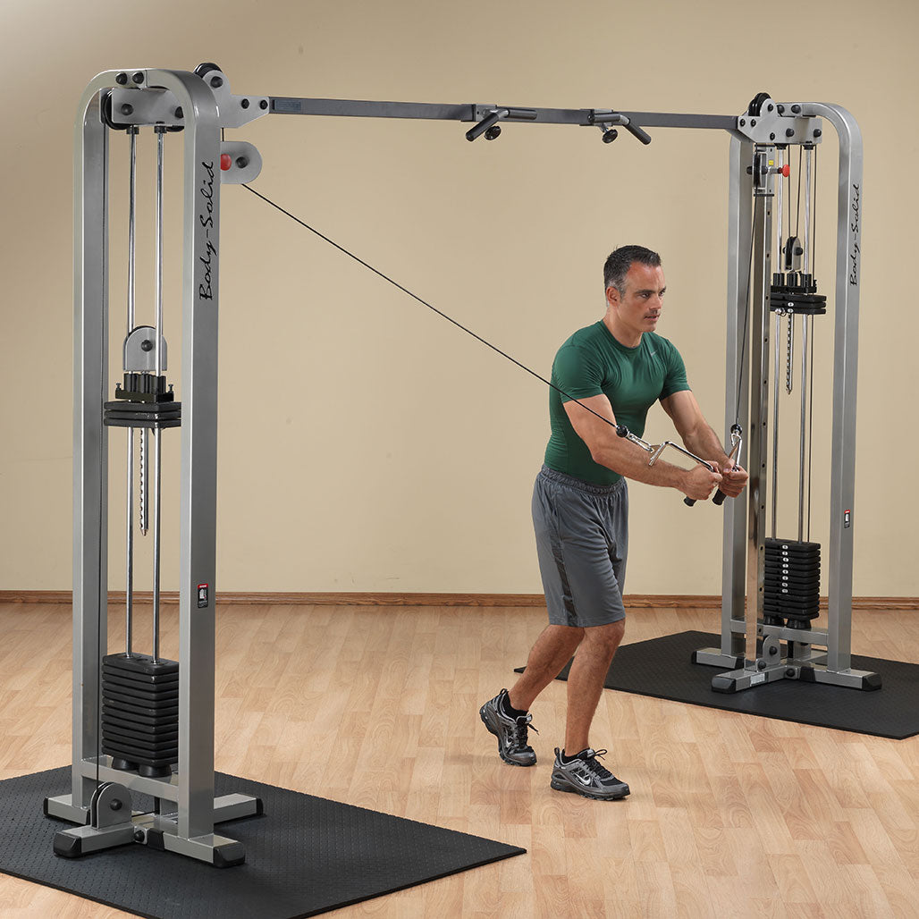 Pro ClubLine Cable Crossover by Body-Solid with Dual Stacks, Silver Finish
