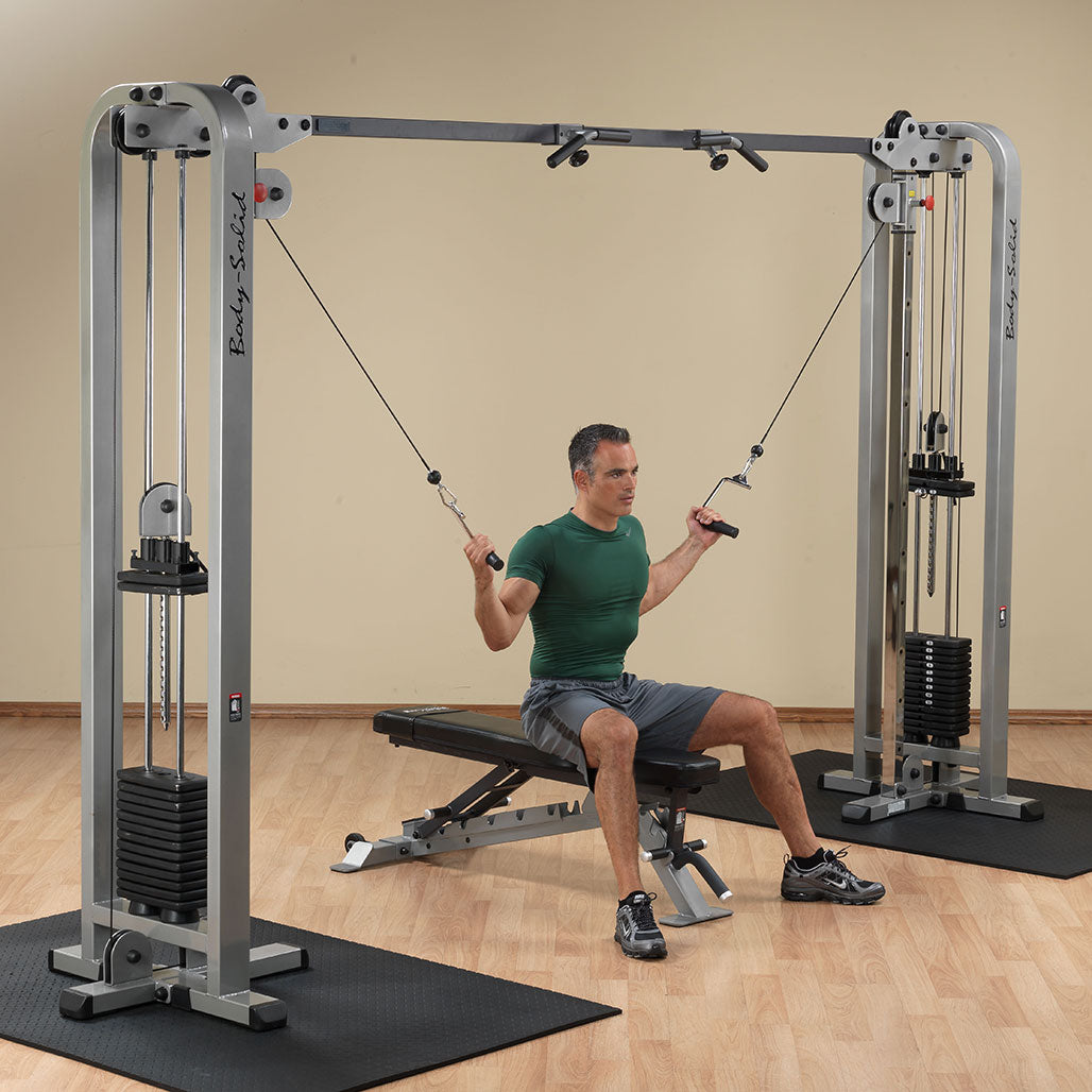 Pro ClubLine Cable Crossover by Body-Solid with Dual Stacks, Silver Finish