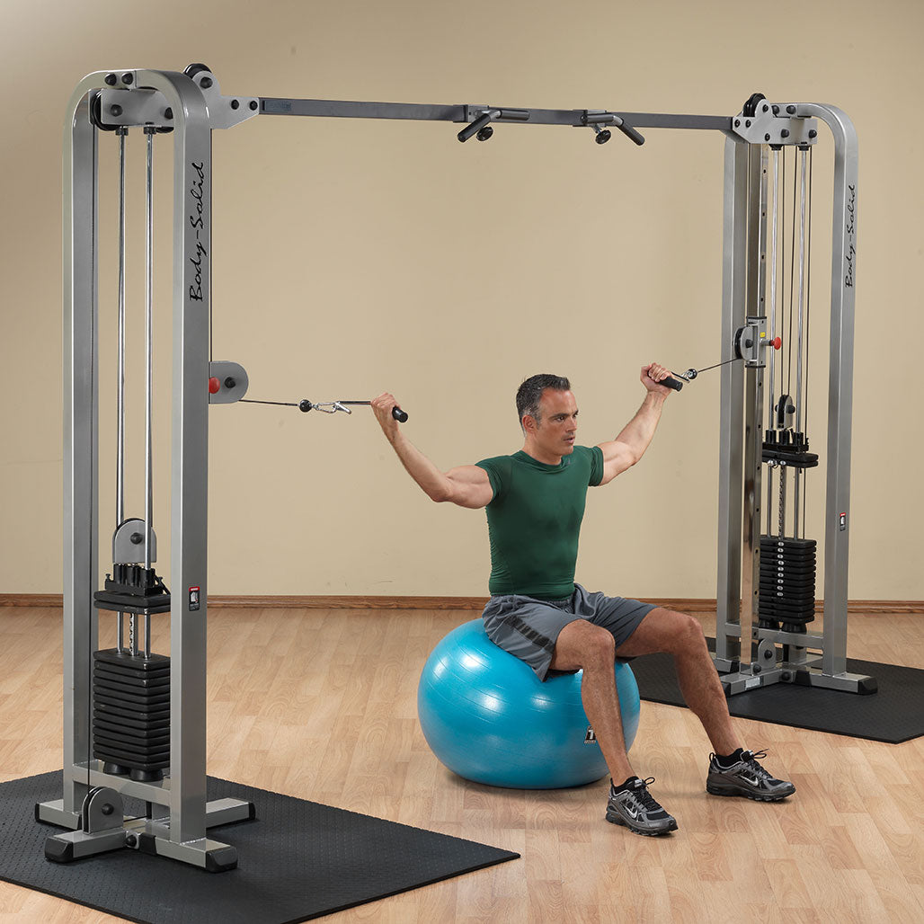 Pro ClubLine Cable Crossover by Body-Solid with Dual Stacks, Silver Finish