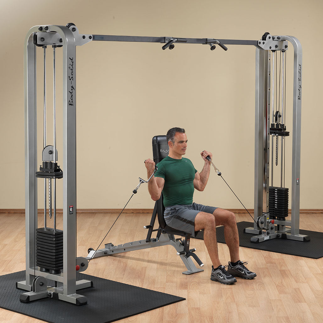 Pro ClubLine Cable Crossover by Body-Solid with Dual Stacks, Silver Finish