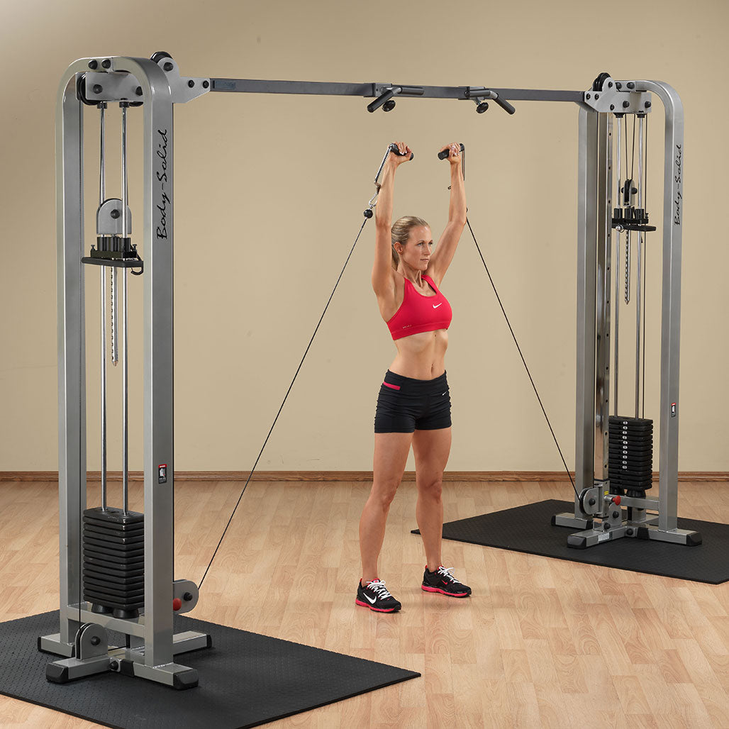 Pro ClubLine Cable Crossover by Body-Solid with Dual Stacks, Silver Finish