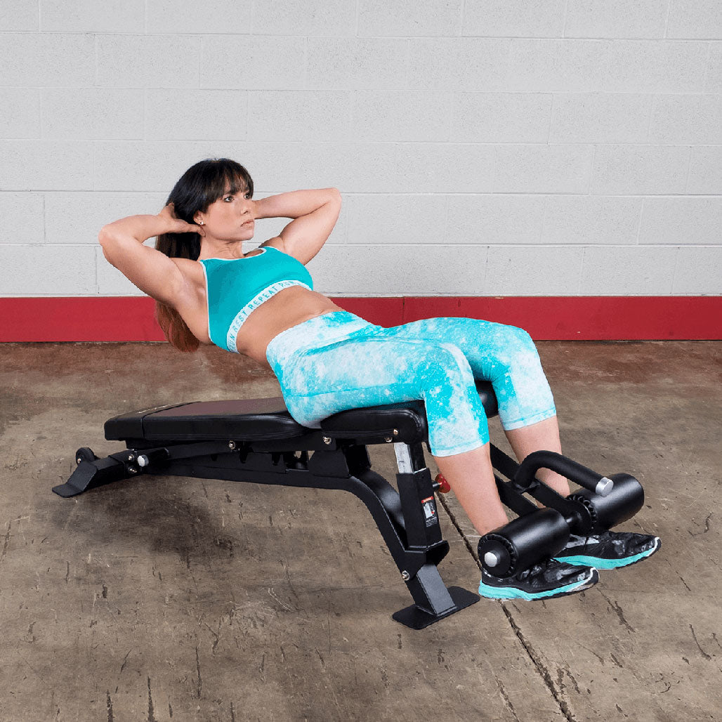 Pro ClubLine SFID425 Adjustable Bench by Body-Solid - in use, incline position