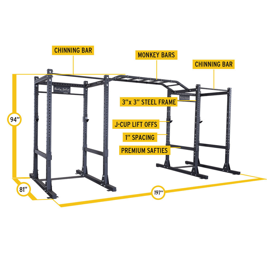 Body-Solid Pro ClubLine Double SPR1000 Power Racks with Monkey Bars