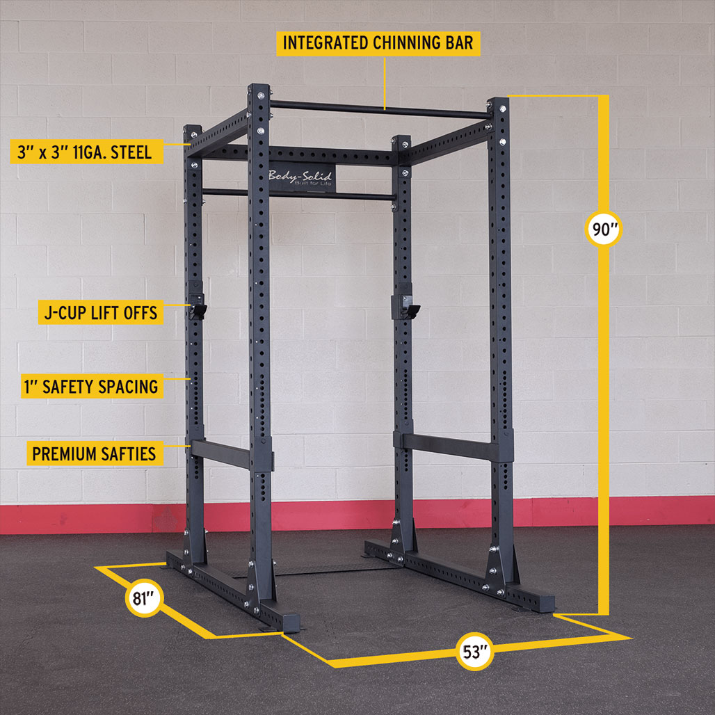 Body-Solid Pro ClubLine SPR1000 Power Rack - dimensions