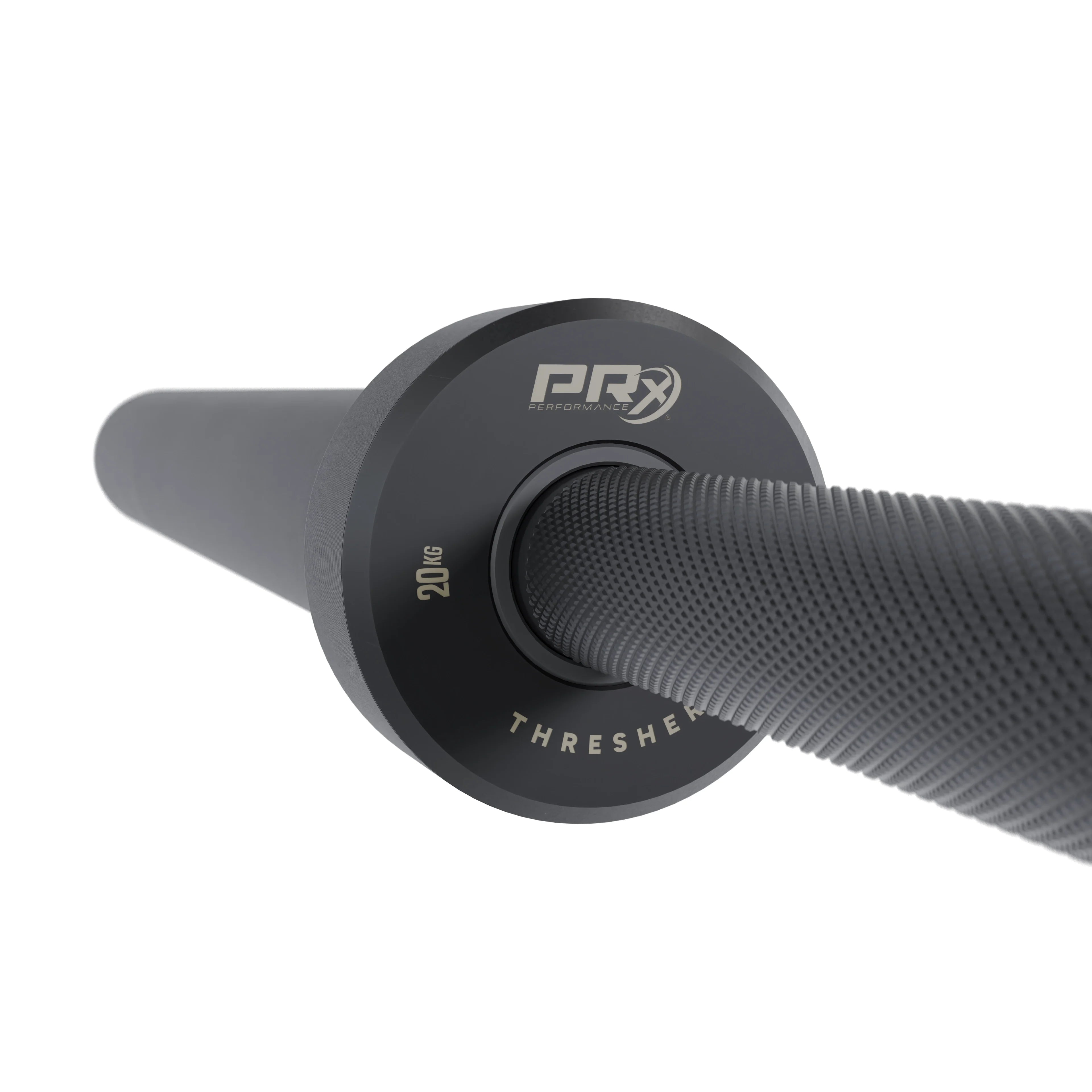 PRx Thresher Barbell shaft and knurl mark detail