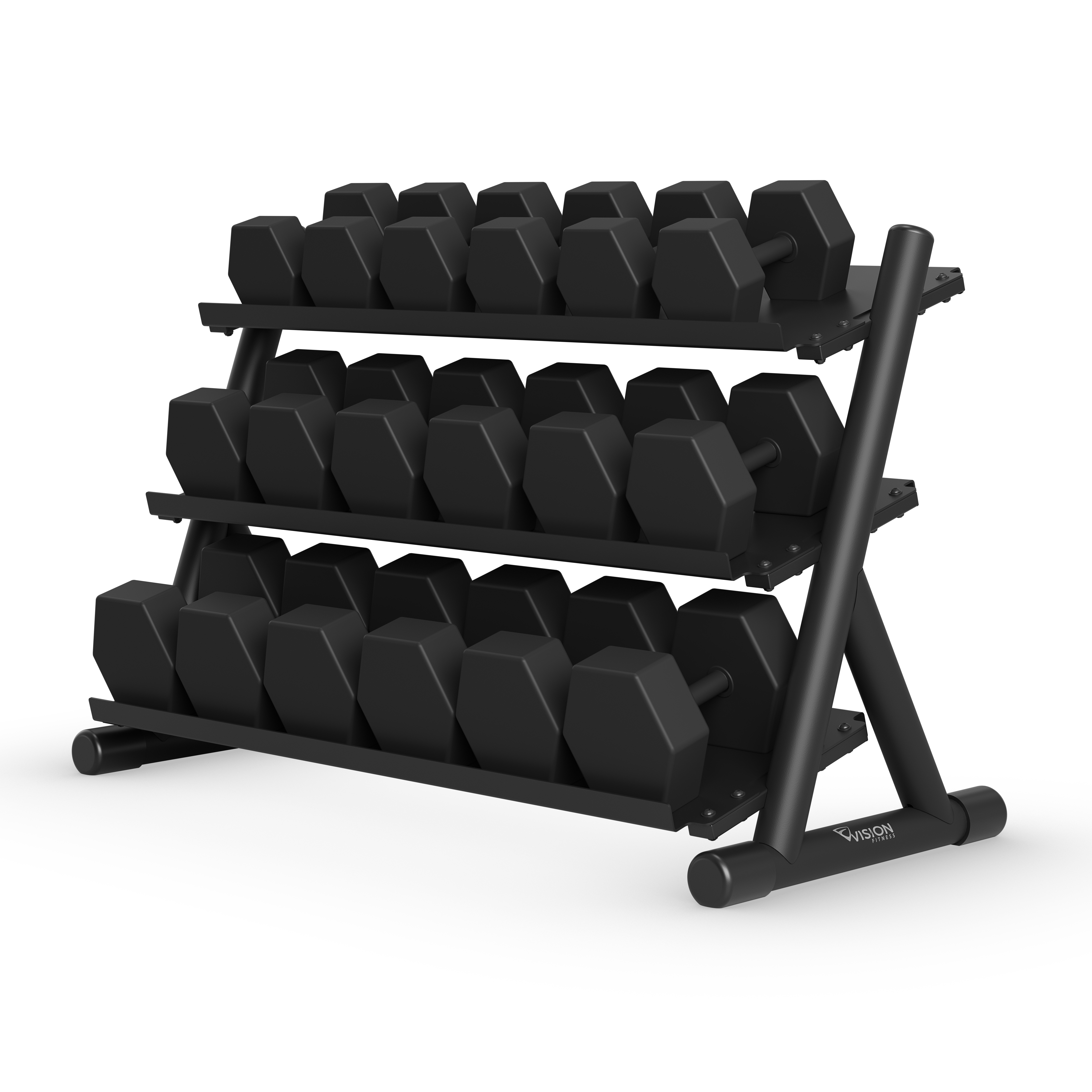 Vision Fitness 300-DBR Dumbbell Rack with dumbbells