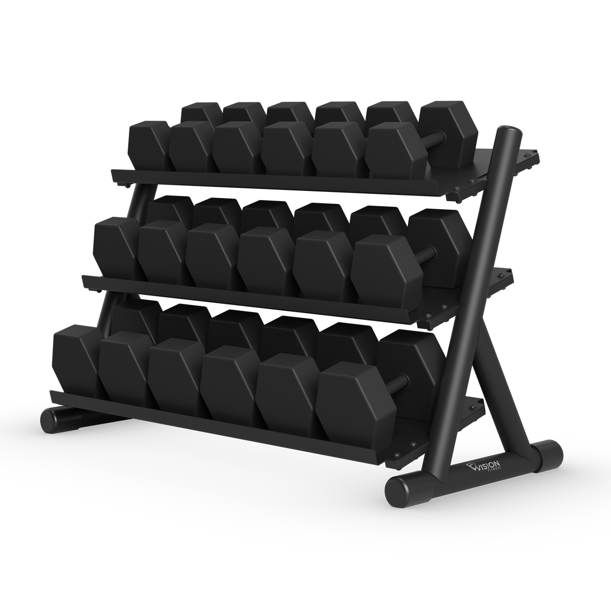 Vision Fitness 300-DBR Dumbbell Rack with dumbbells