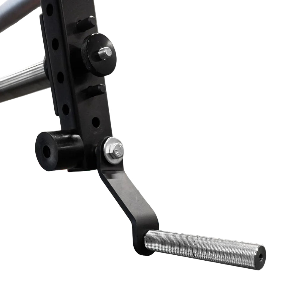 PRx Profile Halo Arms attached to a PRx squat rack in a garage gym