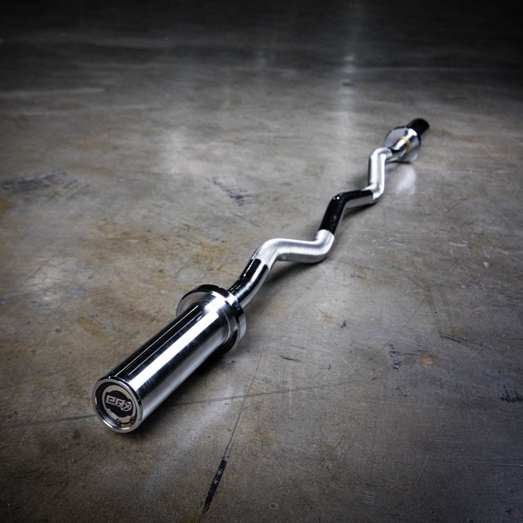 PRx Olympic E-Z Curl Barbell angled shaft detail