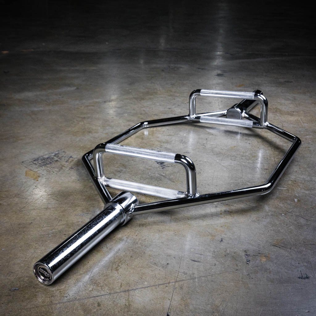 PRx Olympic Hex Barbell hard chrome finish detail