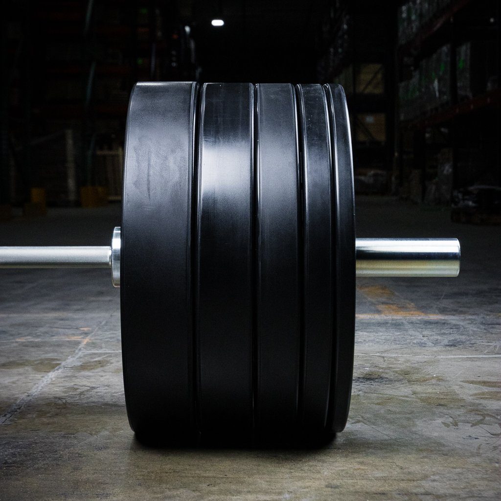 Close view of PRx Prime Bumper Plate rubber surface texture