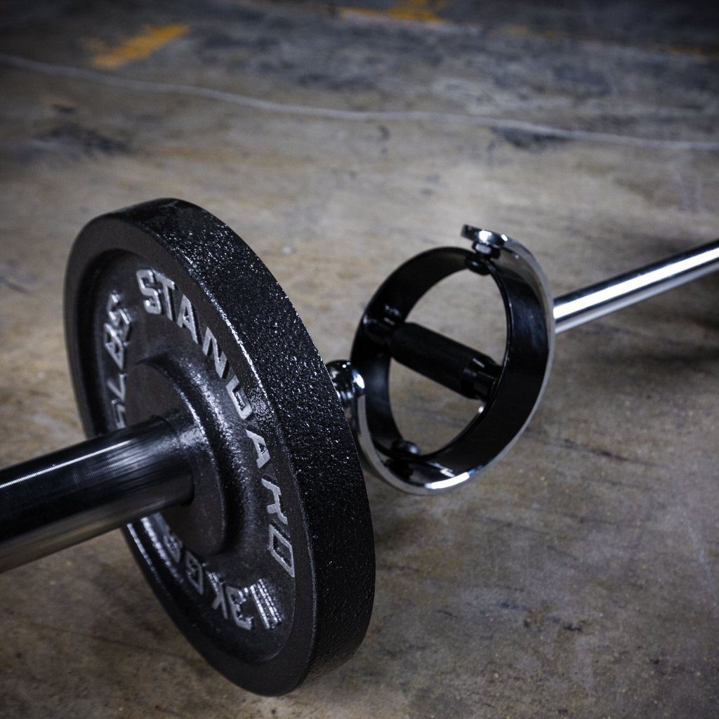 PRx SupraCurl Barbell loaded with Olympic plates