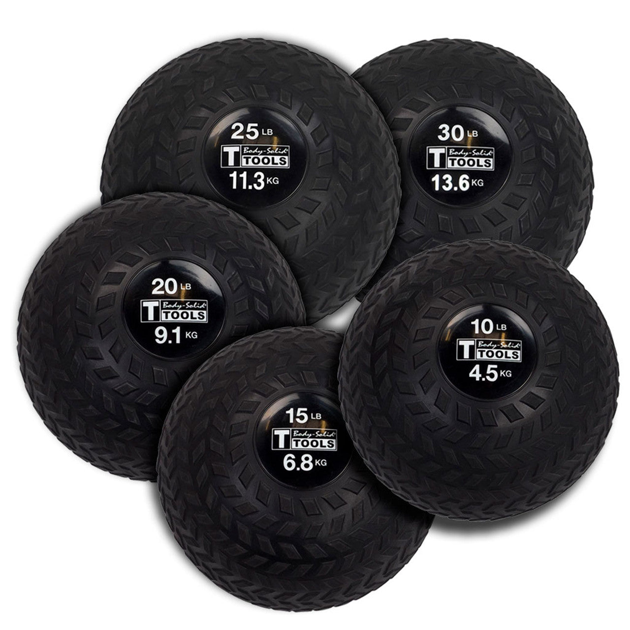 Body-Solid Tools Tire Tread Slam Balls, from 10 to 30 lbs.