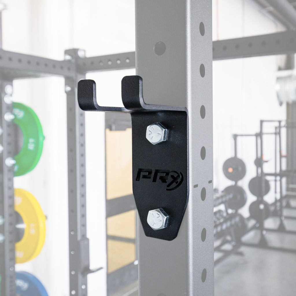 PRx rack mount barbell hanger mounted to a Build Limitless rack upright