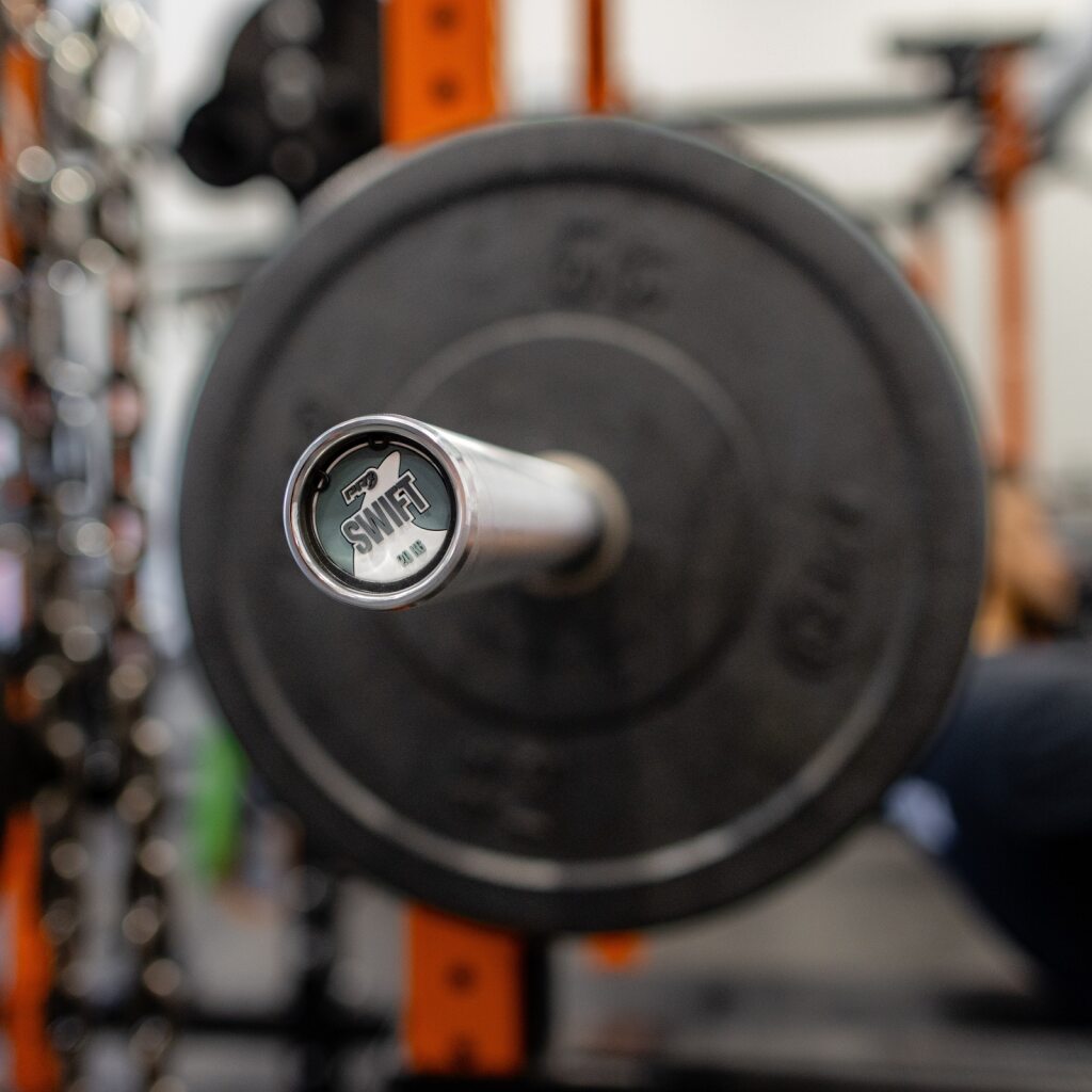 PRx Swift Barbell chrome shaft and knurling